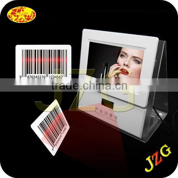 New design 7inch digital photo frame with barcode scanner for video playing for cosmetics counter advertising