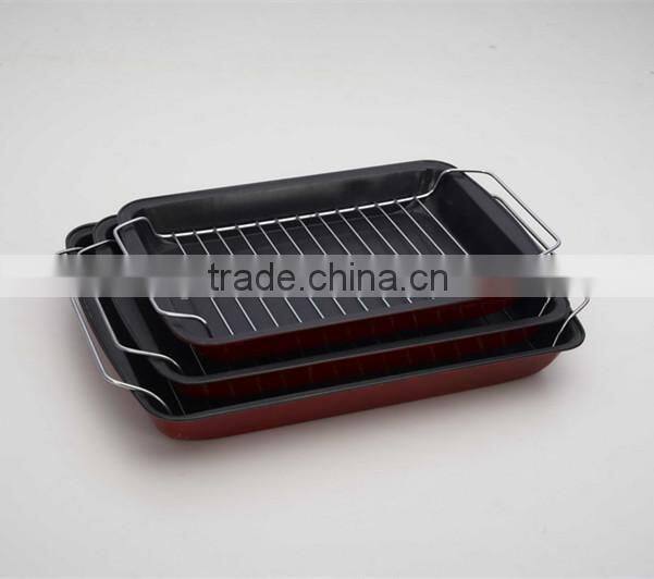 custom logo printing nonstick rectangular roaster with flat rack