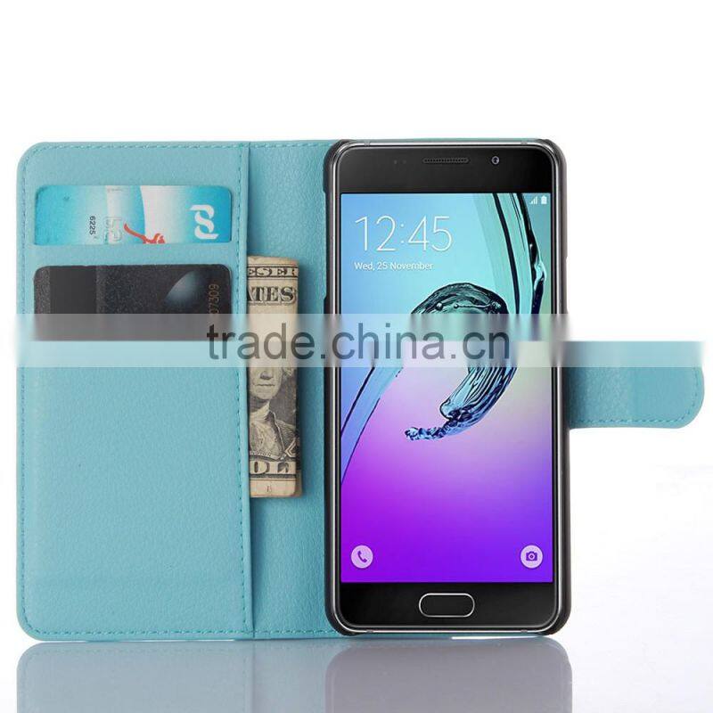 Factory Price Lichee Leather Pouch Wallet Case Folio Stand Cover for Samsung GALAXY A3 A310