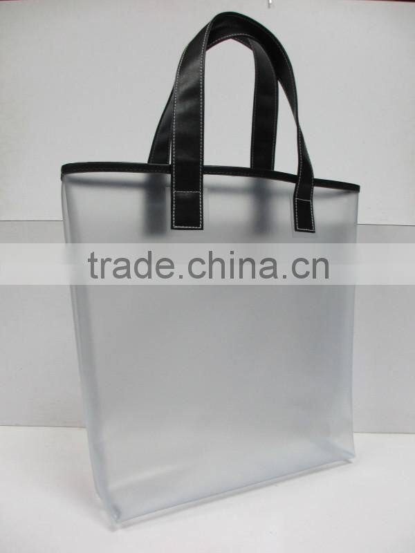 Eco-friendly frosted PVC big shopping bag with handle