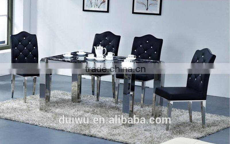 Shunde furniture modern stainless steel 4 seater dining marble table designs