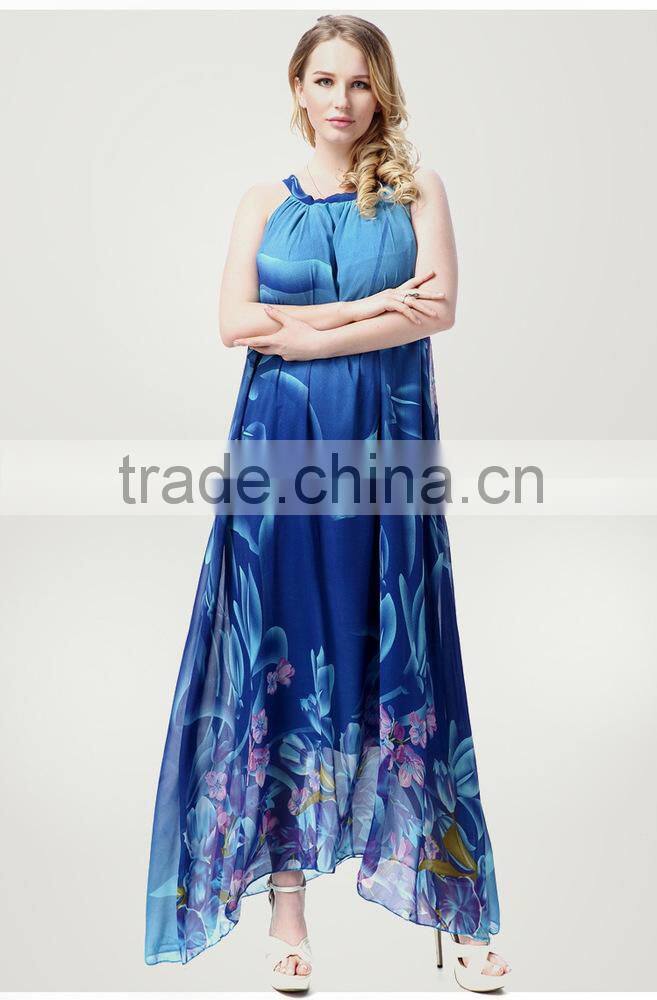 Wish sey sleeveless dress elegant swing printed beach Bohemia code