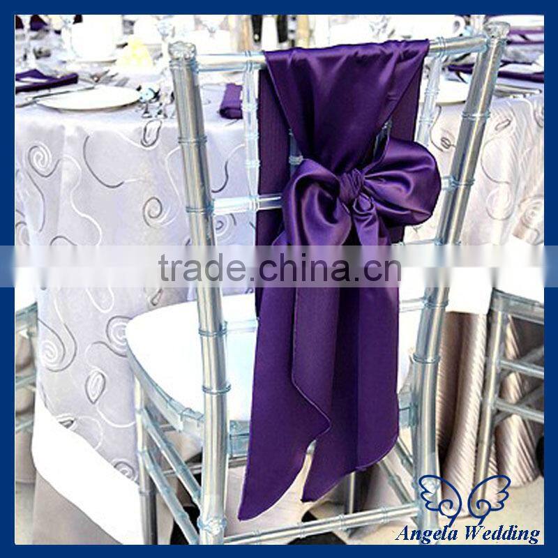 SH011A Wholesale cheap popular wedding polyester ivory satin chair sash