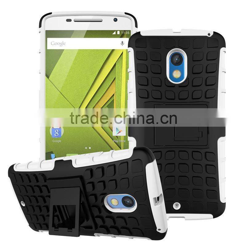 Hot! New! 2 in 1 Dual Slim Armor TPU&PC kickstand phone case for moto x play made in china