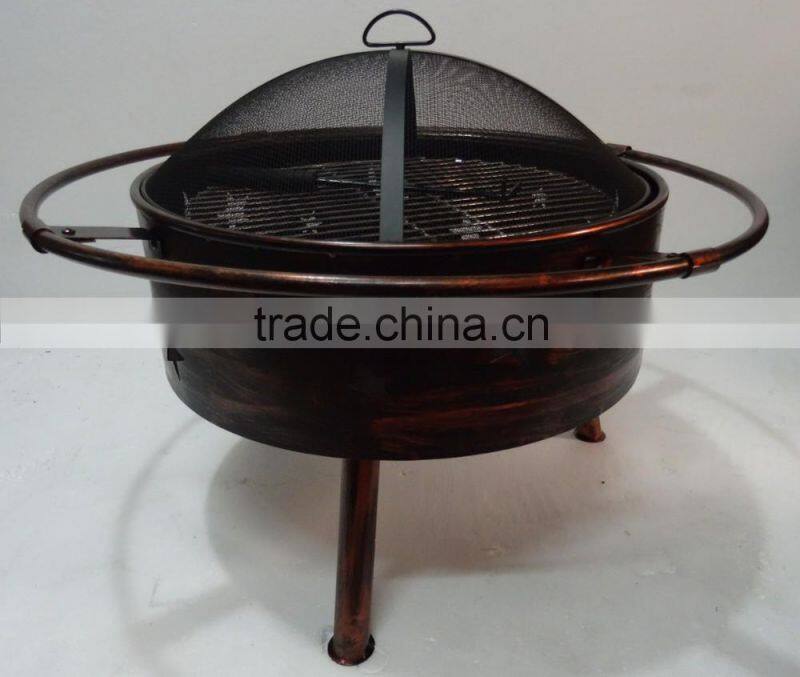 copper painted garden fire pit