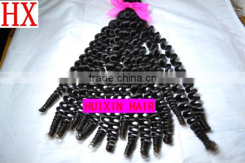 100% human Natural virgin Malaysian spiral hair extensions weave free shipping