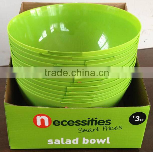 Salad bowl PP 10 inch round (Green 375C) in display box packing #TG1005EG