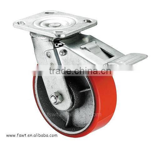 6 Inch Cast Iron Scaffolding Swivel Brake PU Caster Wheel