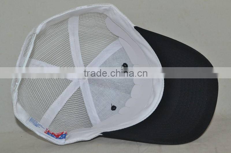 Guangzhou hat factory professional custom 100% polyester in black/white trucker cap