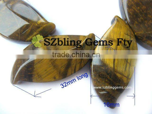 Hot sell cheap gemstone tiger eye leaf shape beads for jewelry making