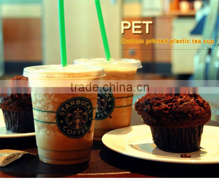 plastic cup disposable Custom printed plastic tea cup with lid