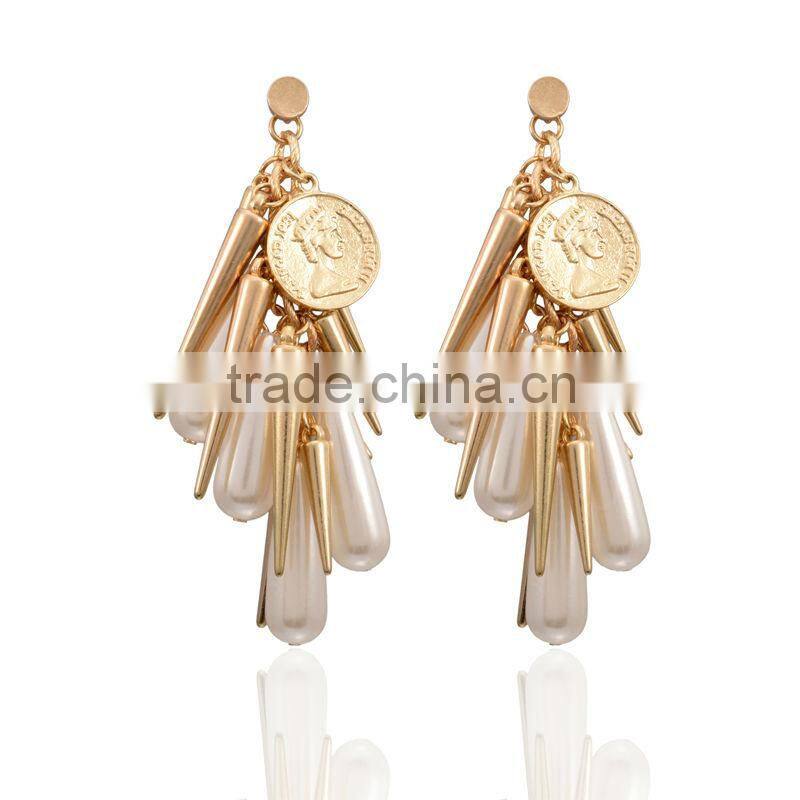 Pretty Steps dangle earring gold plated coin jewelry in china