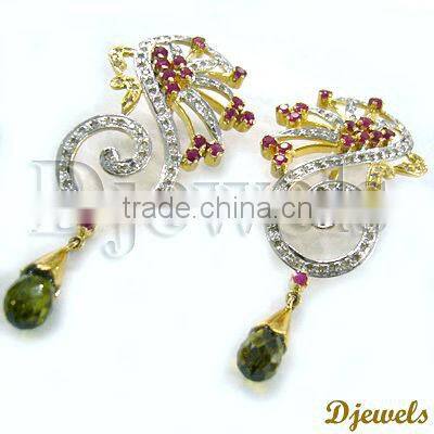 Ruby Earrings, Diamond Gold Earrings, Ruby Jewelry