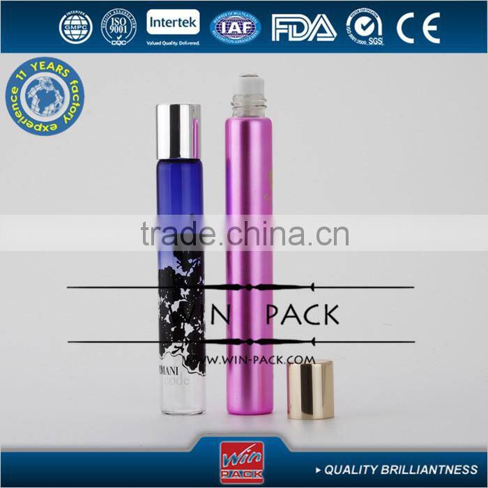 5ml 7ml 8ml 12ml purple roll-on bottle with shiny gold Aluminum cap