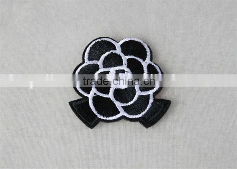 mystical embroidery textile patches gardenia black and white match pattern trim 6*7cm for dress