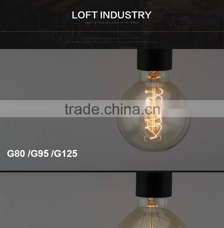 Hot sale G125 globe squirrel cage incandescent light bulb vintage edison bulb for decoration