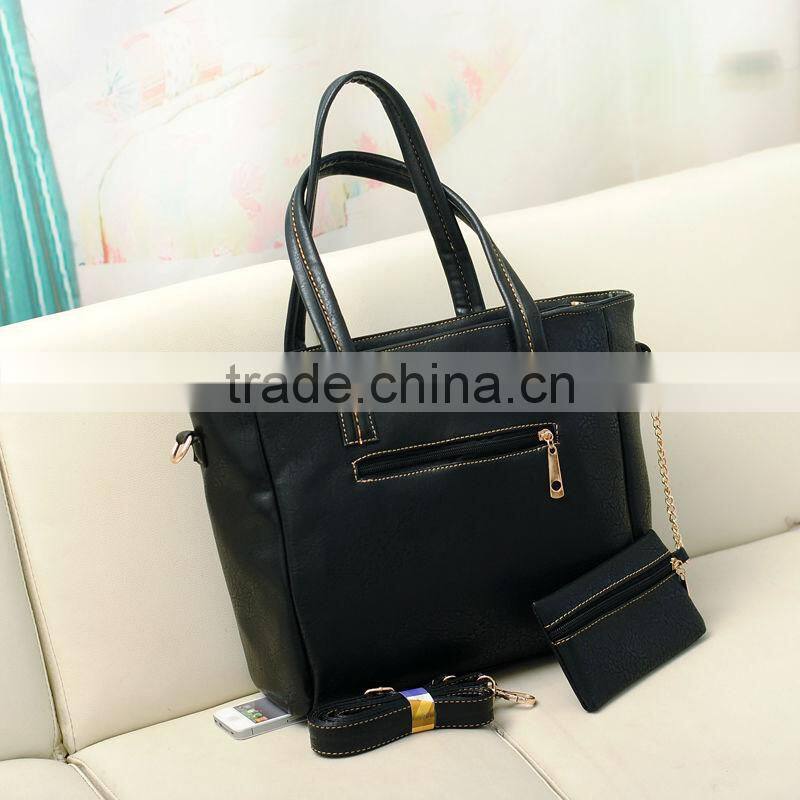 Guangzhou Market Hot Sell Black Women's Handbag With Small Purse