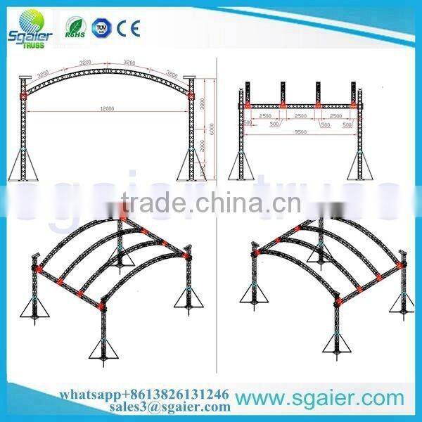 2017 Sgaier factory price roof truss 4 pillar 12m x 10m for sale arch trusses