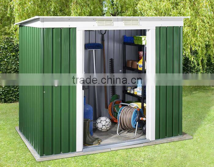 metal garden shed for tools in garden