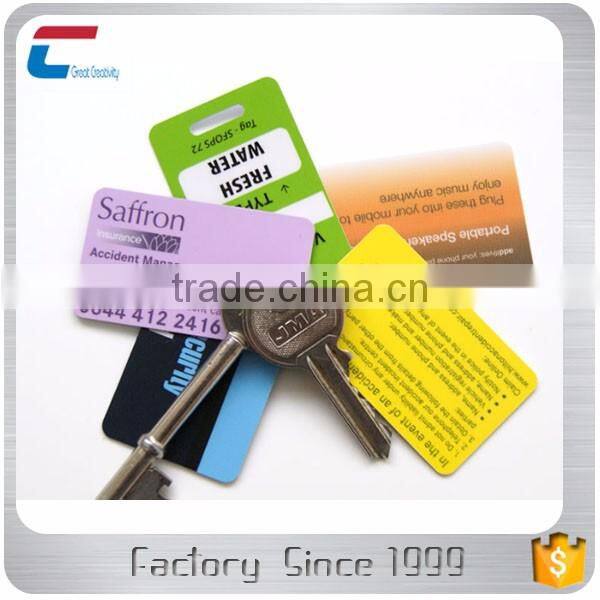 Irregular size pvc key tag plastic cards with QR Code