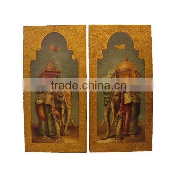 Noble Hand Painted Wood Wall Painting, A Pair of Decor Hanging Wall Picture, Classical Drawing Hanging Wall Art