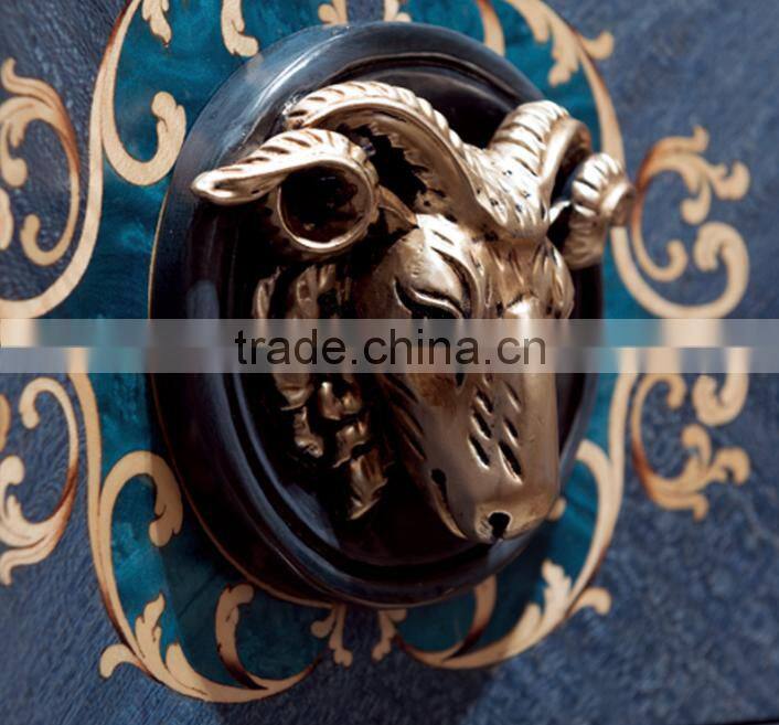 New design solie wood animal carving blue color dining room sideboard