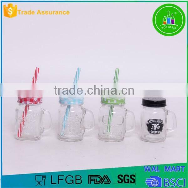 450ml environmental colored glass mason jar with straw