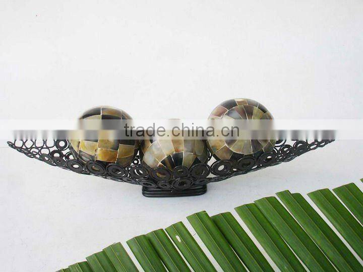 Stone Decorative Balls , hammered pattern Set of 3 sizes