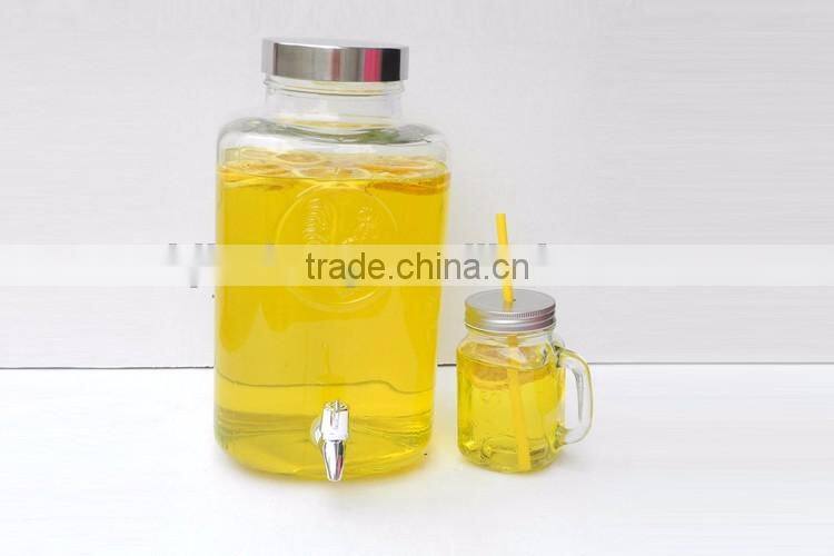 8L rooster shape embossed alcoholic beverage glass bottle with stainless steel lid