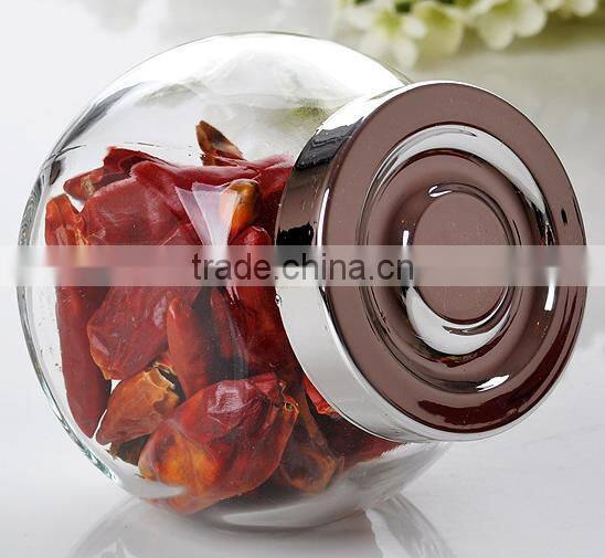 2016 wholesale clear round can stand sideways glass jar with lid