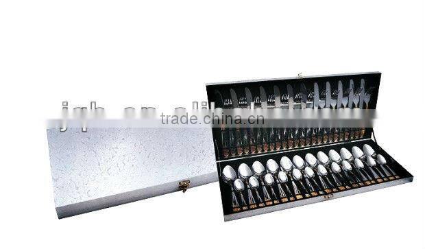 24pcs stainless steel flatware set in red wooden box and high quality and low price