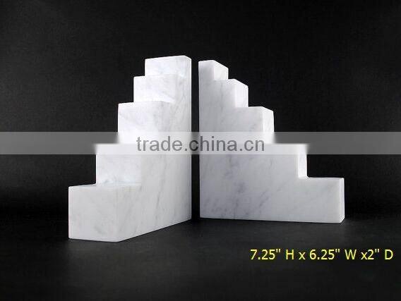 Office display Wholesale Carrara Marble Bookends abstract sculpture bookends contemporary