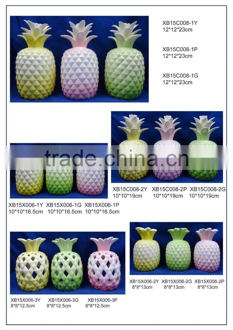 Ceramic pineapple shaped gold glazed storage jar candy chocolate pot drink container