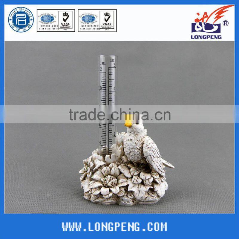 Factory direct new resin bird design rain gauge,resin bird ornaments