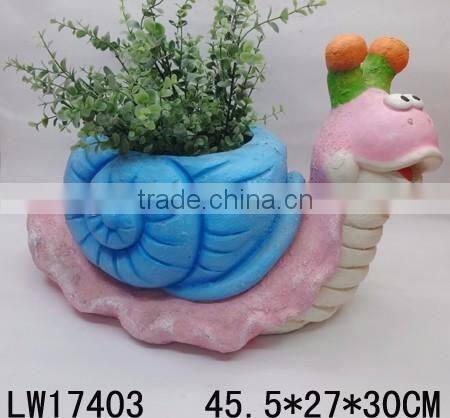 Finely Processed Newly Polyresin Craft Lovely Style Resin Animals Snail Flowerpot