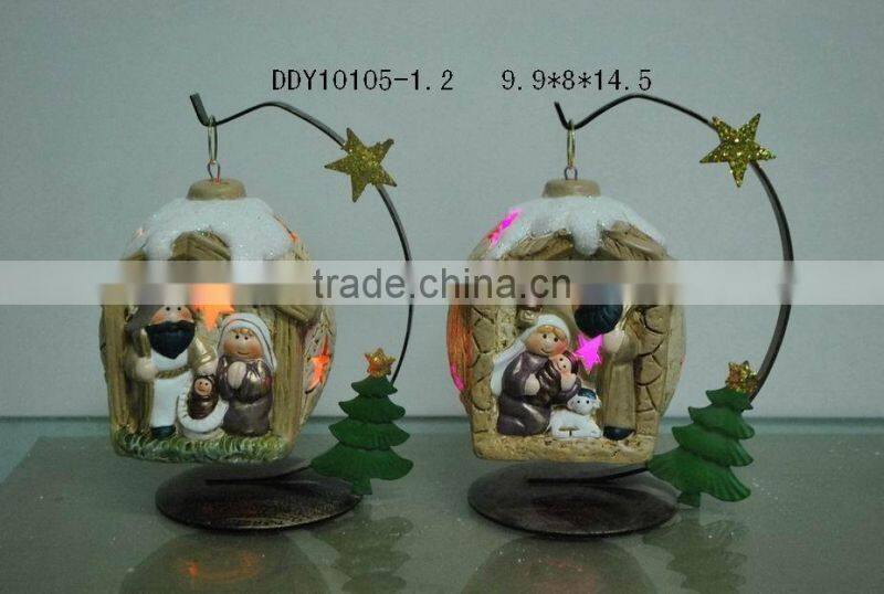 Ceramic nativity set with lantern