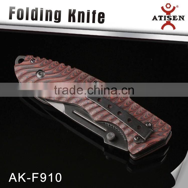 4.5" Blade Camping Folding Knife G10 Handle Outdoor Survival Knife