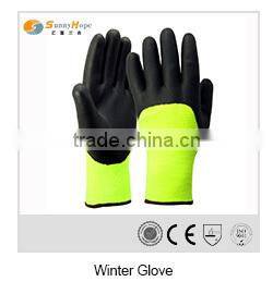 waterproof black foam nitrile winter hand gloves