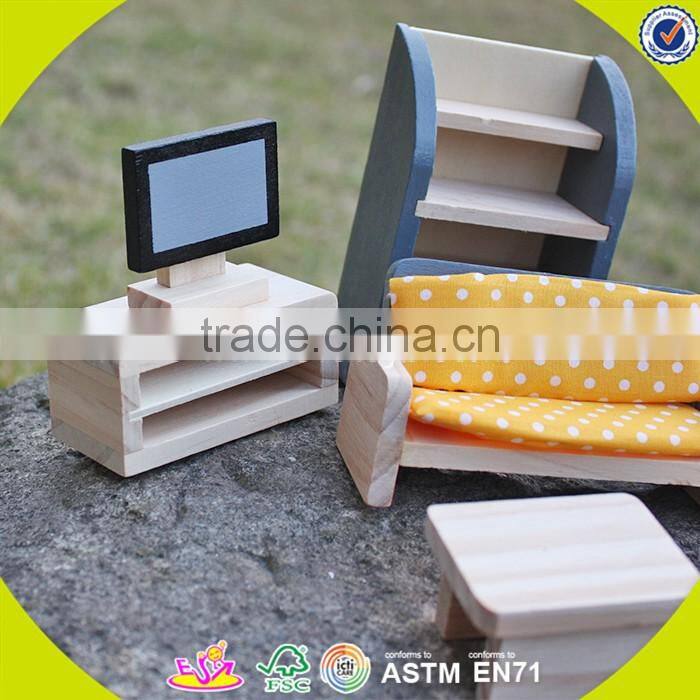 Wholesale kids furniture toys wooden doll house furniture best children wooden miniature doll house furniture W06B055-S