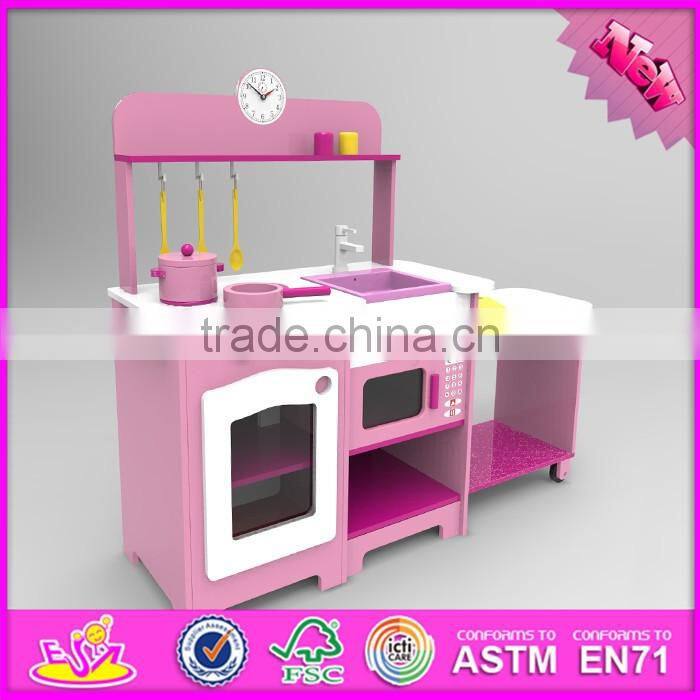 2017 new design funny kids wooden kitchen play set with shelf W10C270