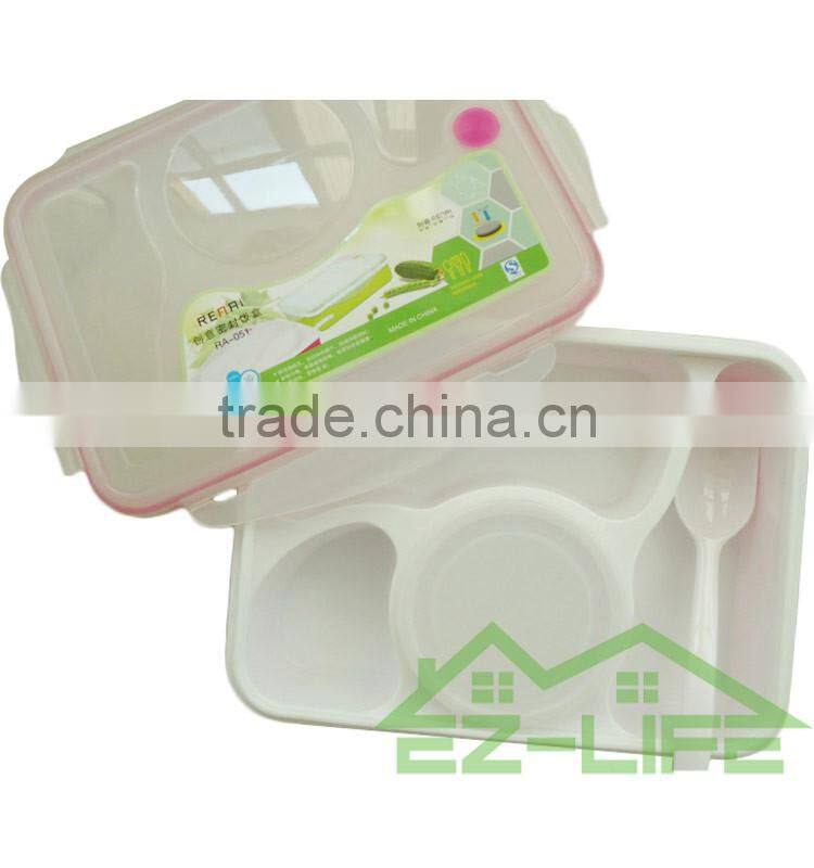 multifunctional BPA free plastic bento lunch box 4 compartments for adults with soup bowl