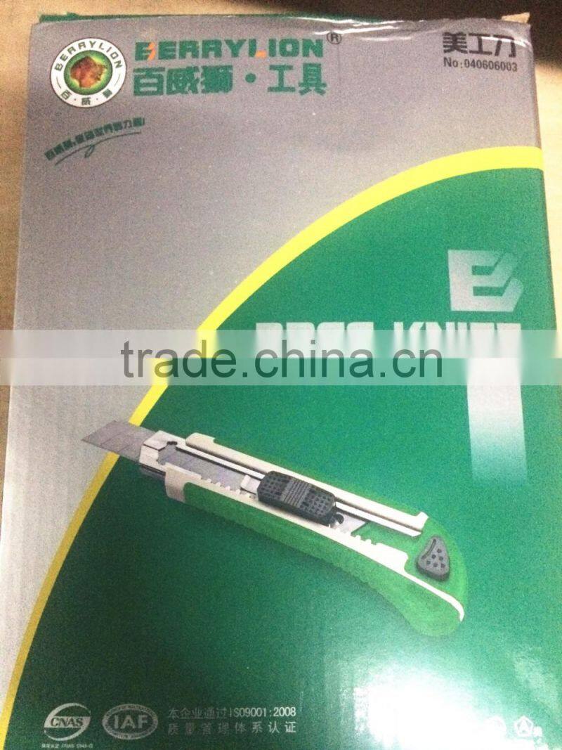 Berrylion 3pcs self-locking mechanism utility knife for sale