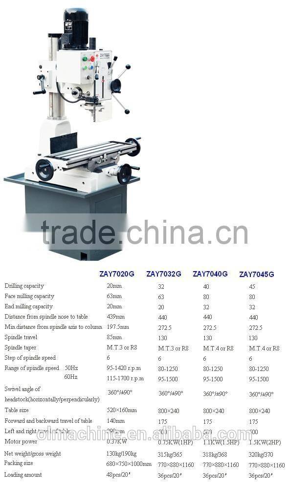 Drilling and Milling machine ZAY sery, with dia 20 25 32 40 45 50mm