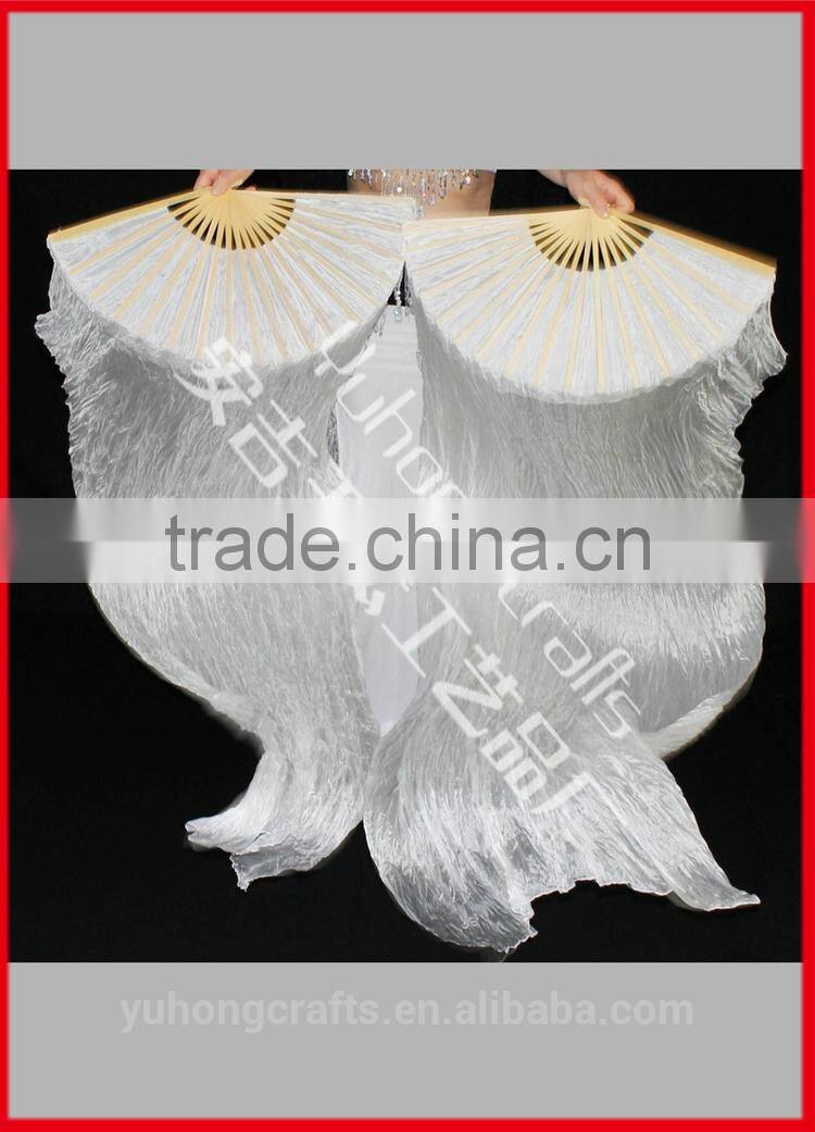 White color silk belly fan made from Anji
