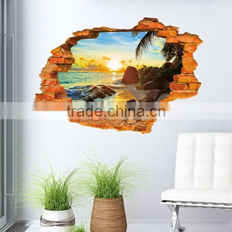 3D Removeable Beach And Sunshine Picture Wall Stickers Home Decor