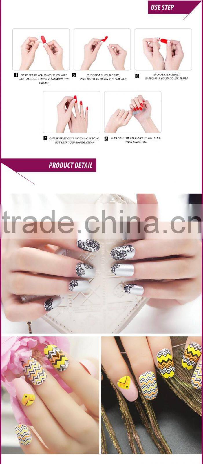 100% Real nail polish strips,nail polish sticker,nail patch