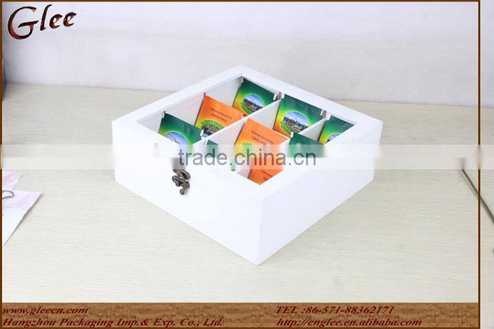 Pine Wood Tea Display Case Wooden Box For Tea Bag