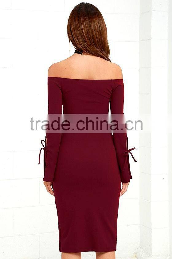 2017 Two piece set women clothing off the shoulder long sleeves top and slim skirt