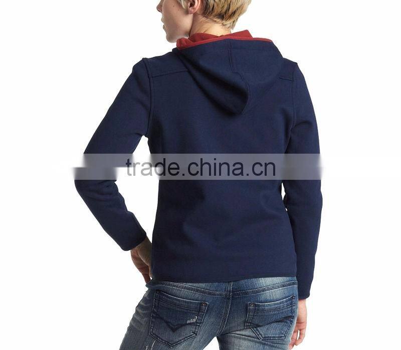 wholesale100% cotton fleece fashion women plain hoodies blank high quality zipper hoodie