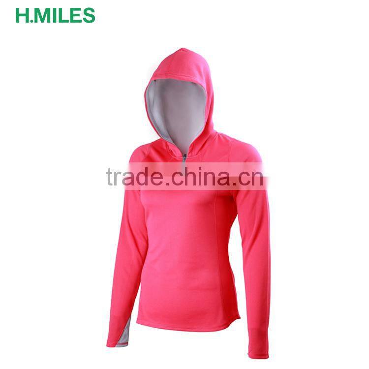 OEM ODM slim fit half zip sport running hoody t-shirt
